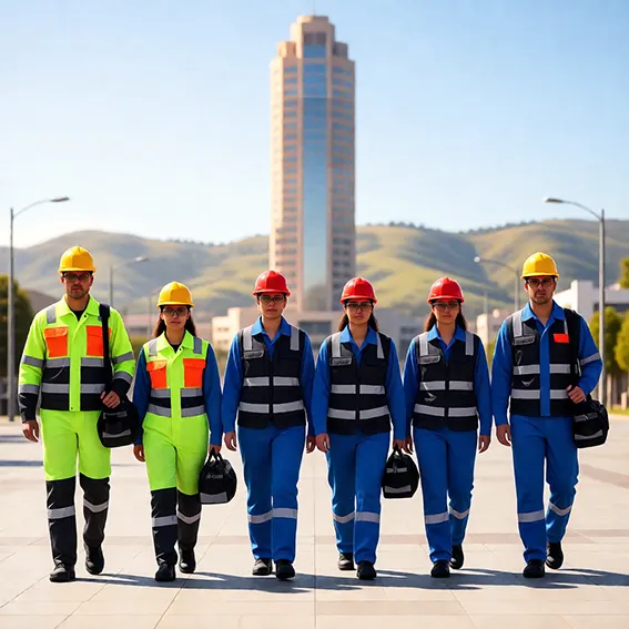 Equipo de trabajo con ropa de alta visibilidad