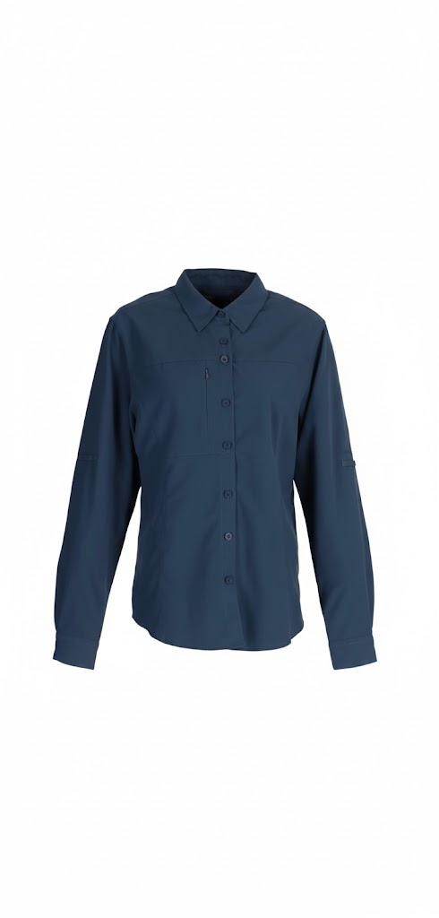 Blusa Outdoor Técnica Mujer Manga Larga Azul Petróleo – Ripstop UPF50+ ByGhosh Chile